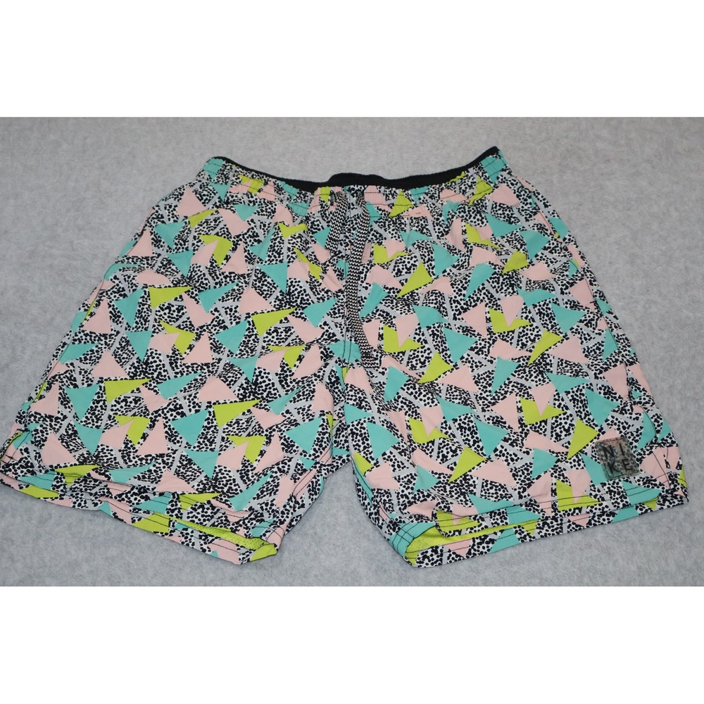 Nike Swim Trunks Men Small Multi-Color Geometric 90s Saved By The Bell Style